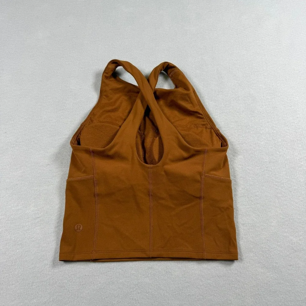 Lululemon Womens 0 Key to Balance Tank Copper Brown High Neck Yoga Athleisure